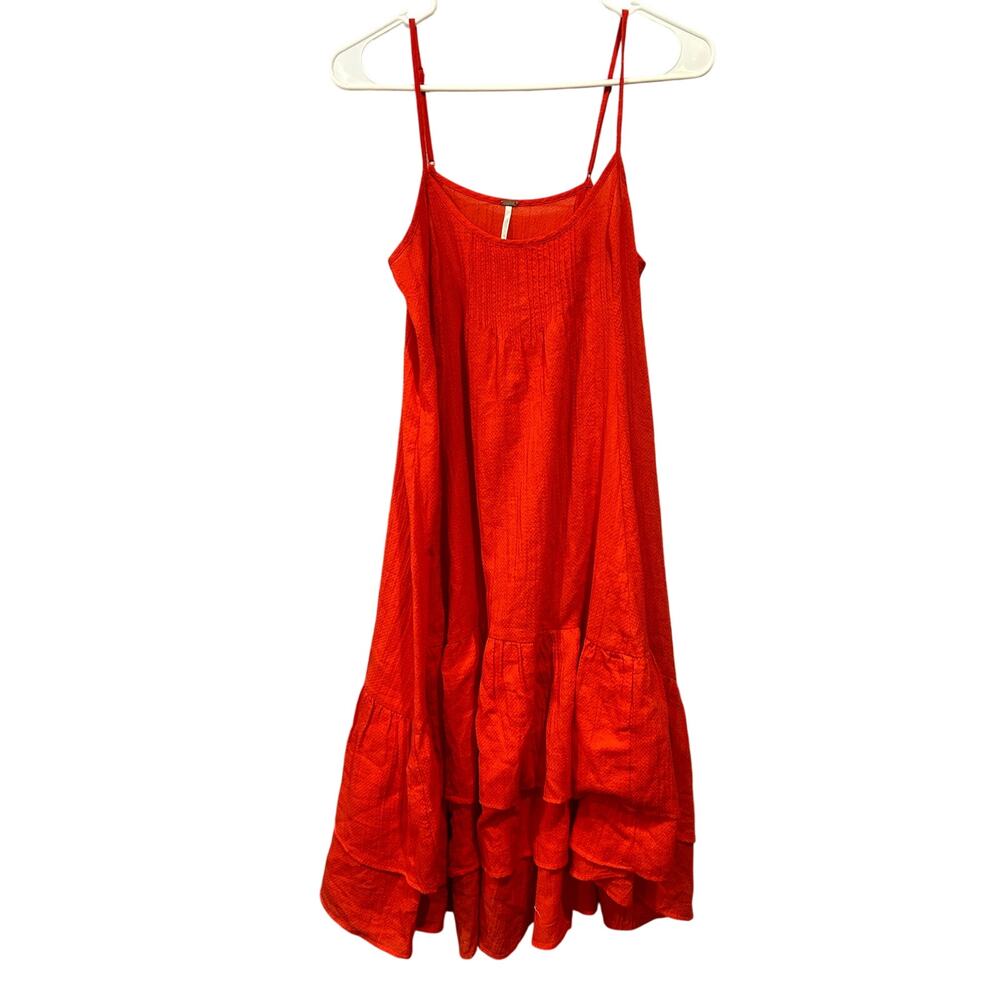 Free People tiered trapeze babydoll dress red women's XS